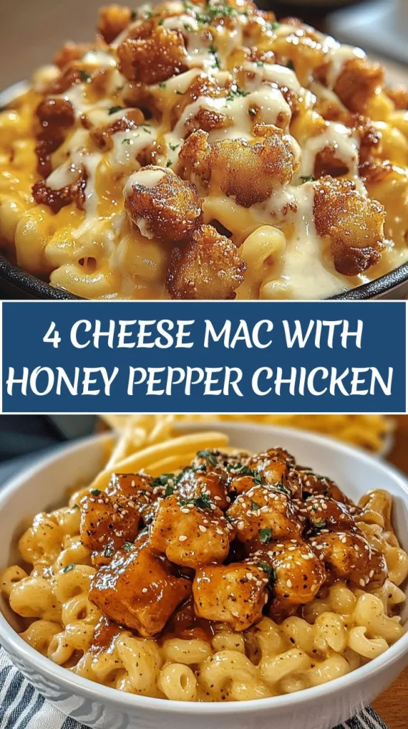 4 cheese mac with honey pepper chicken