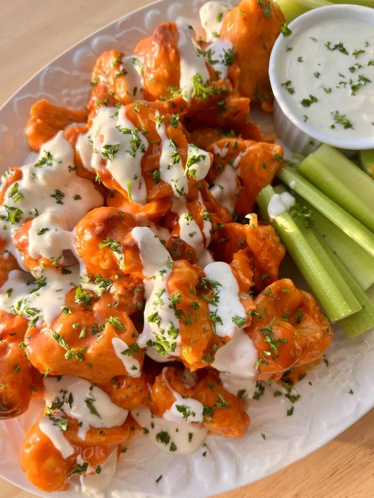 air fryer buffalo cauliflower bites