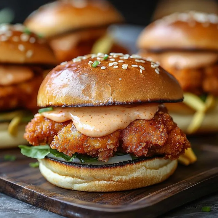 chicken burgers with bang bang sauce