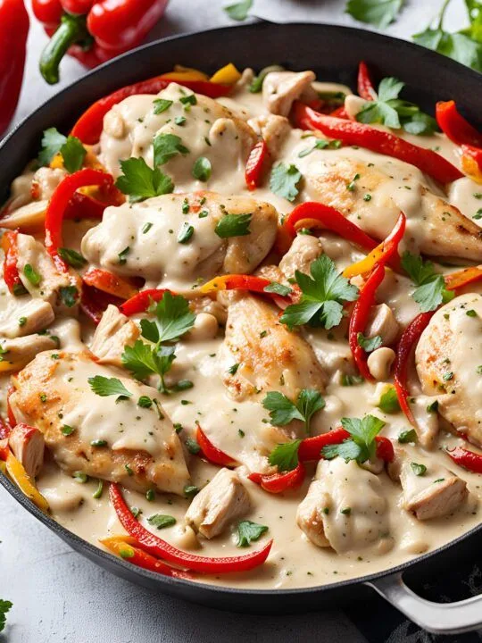 ๐ถ๏ธ Chicken and Peppers in White Sauce Recipe: Creamy & Flavorful chicken and peppers in white sauce