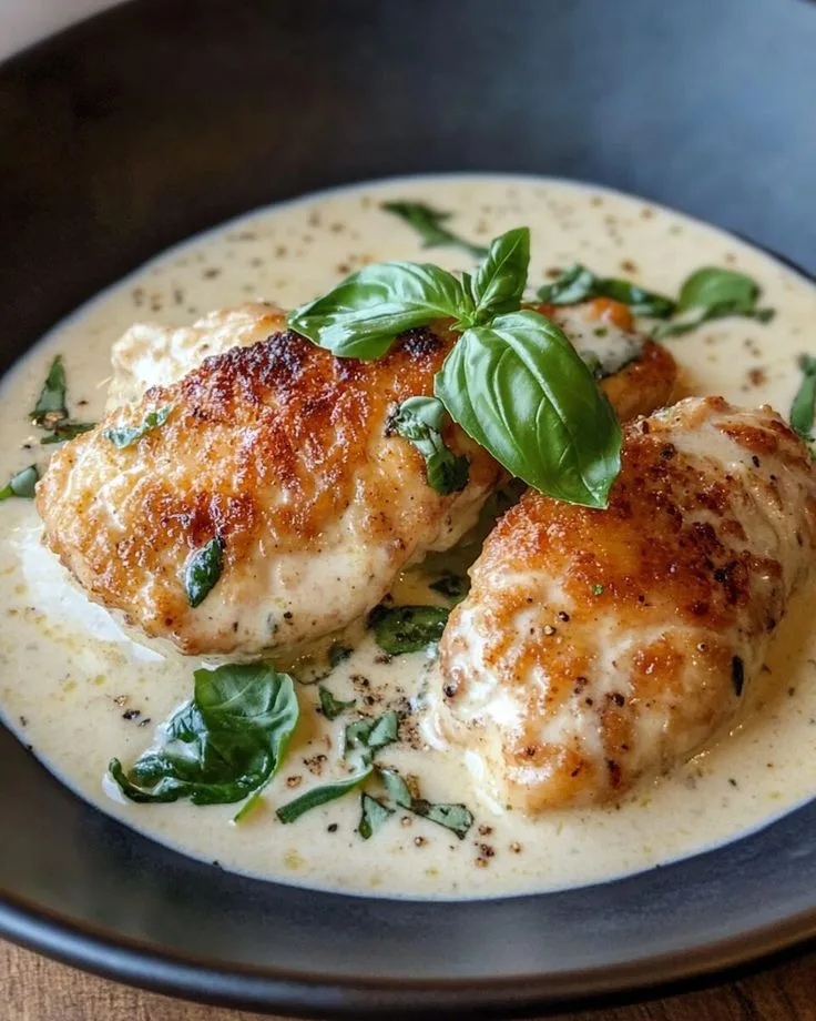 chicken in basil cream sauce