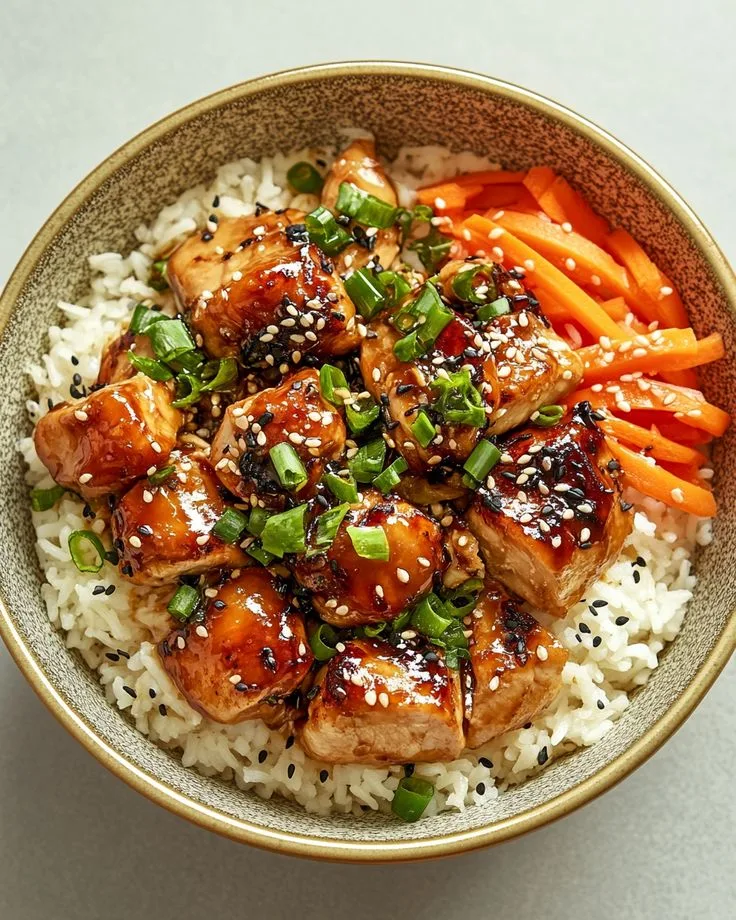 sticky chicken rice bowls