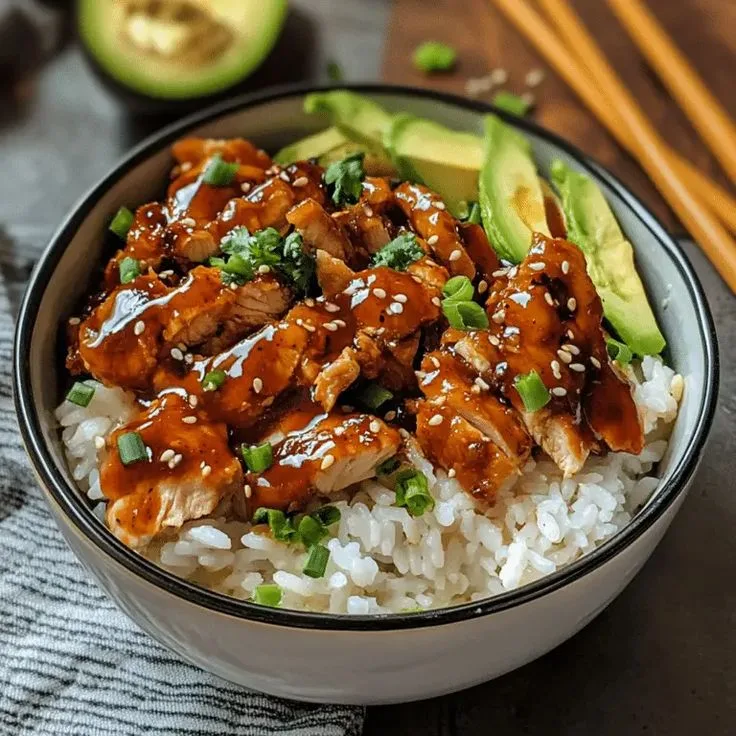 sticky chicken rice bowls