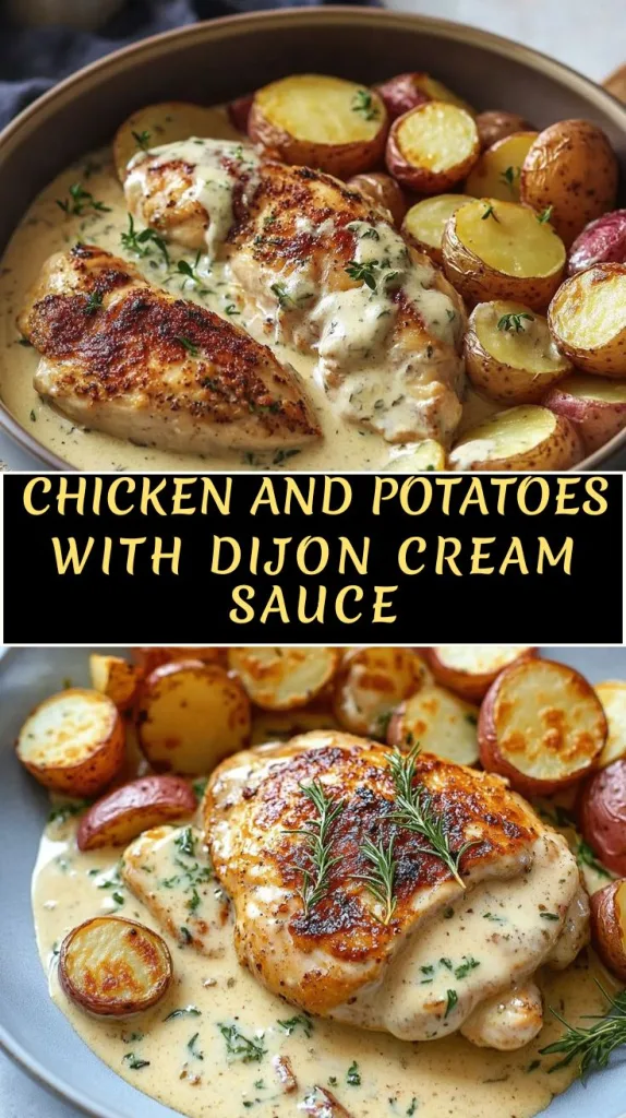 chicken and potatoes with dijon cream sauce