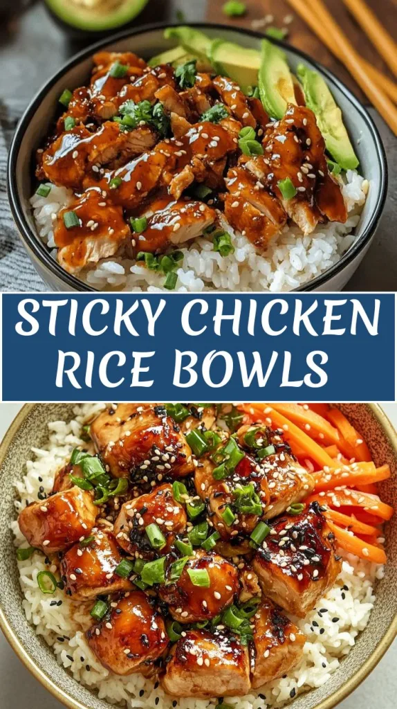 sticky chicken rice bowls