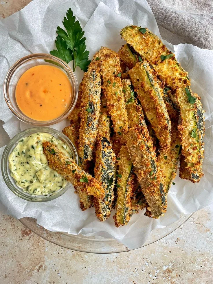 air fryer zucchini fries with garlic aioli