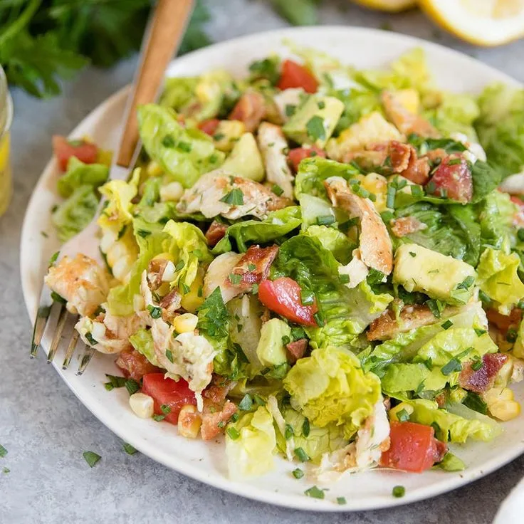 bacon avocado chicken salad with lemon vinaigrette