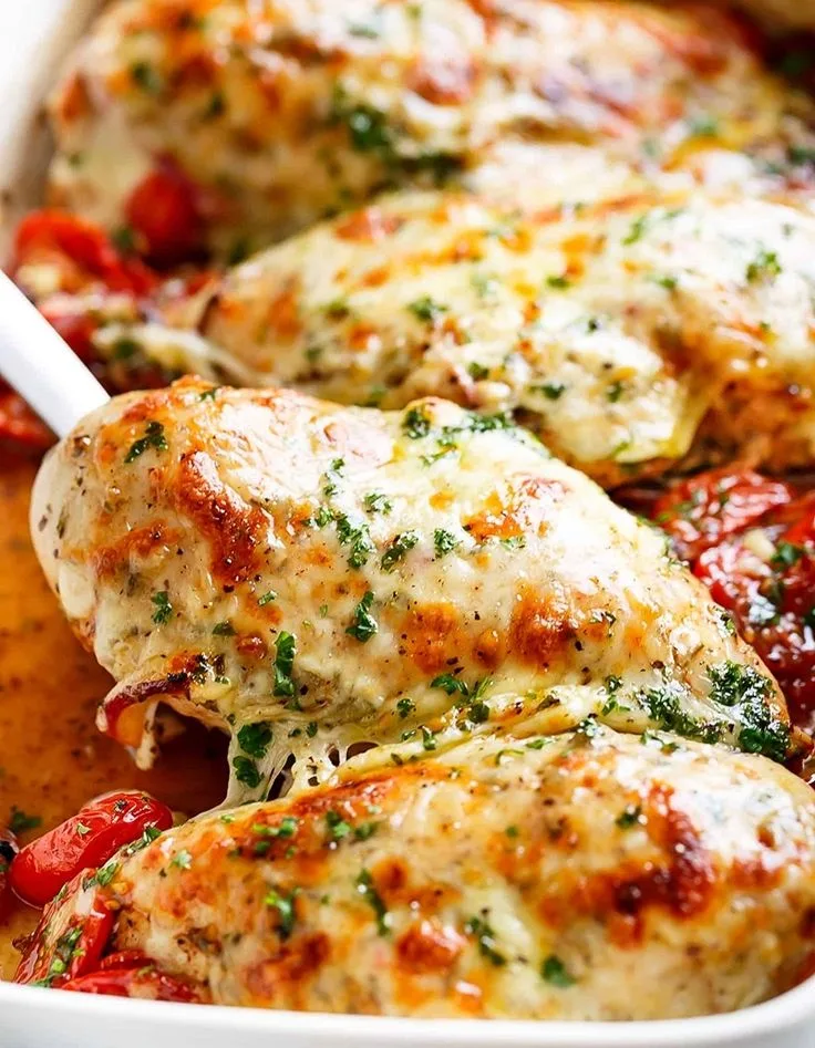 balsamic baked chicken breast with mozzarella cheese