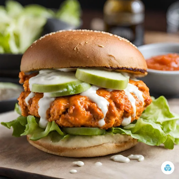crispy buffalo chicken burgers with ranch slaw