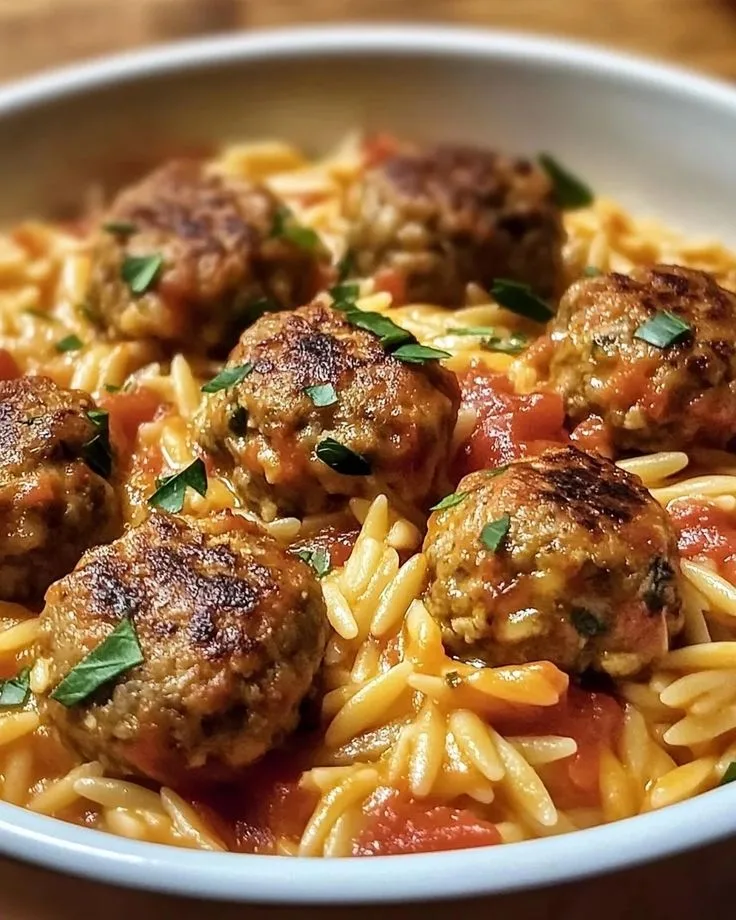 one pan chicken meatballs with orzo