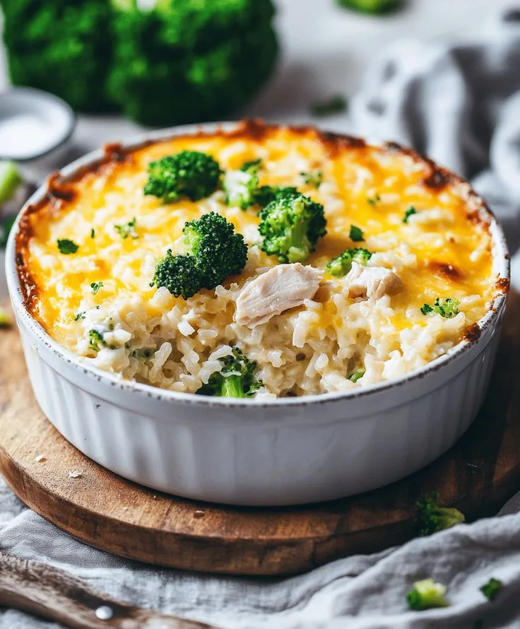 cheesy broccoli chicken and rice casserole