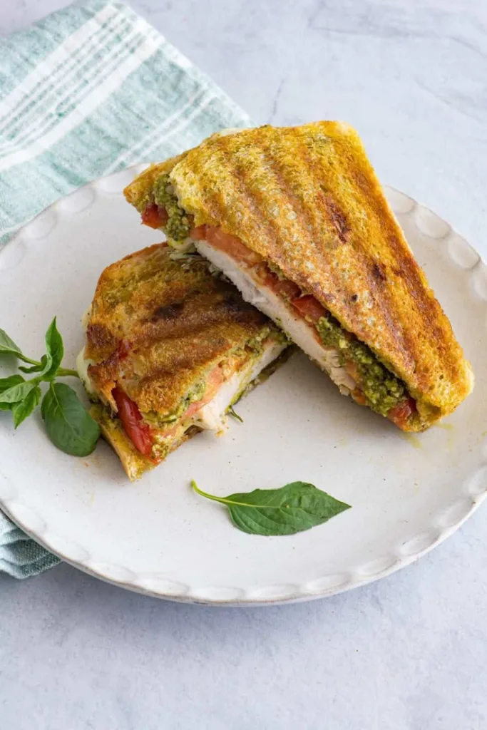 pesto chicken sandwich on sourdough
