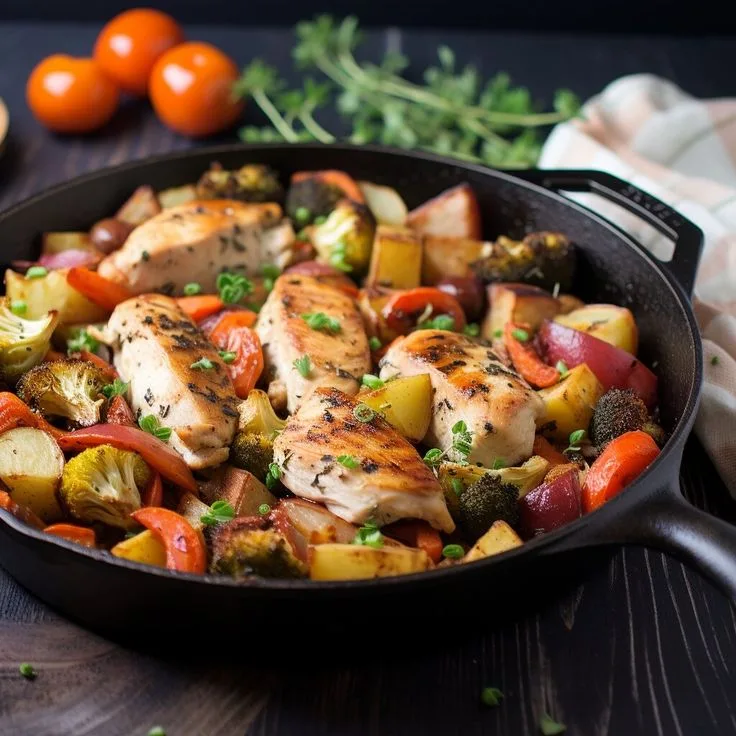 one pot chicken and vegetables skillet