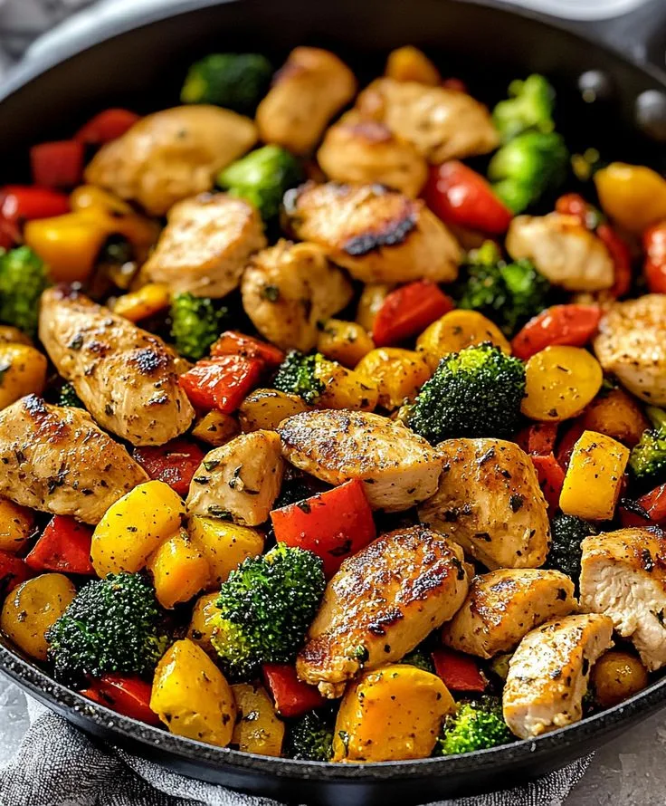 one pot chicken and vegetables skillet