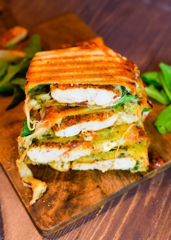 pesto chicken sandwich on sourdough