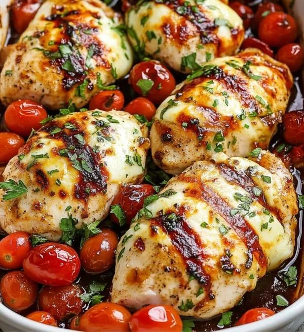 balsamic baked chicken breast with mozzarella cheese