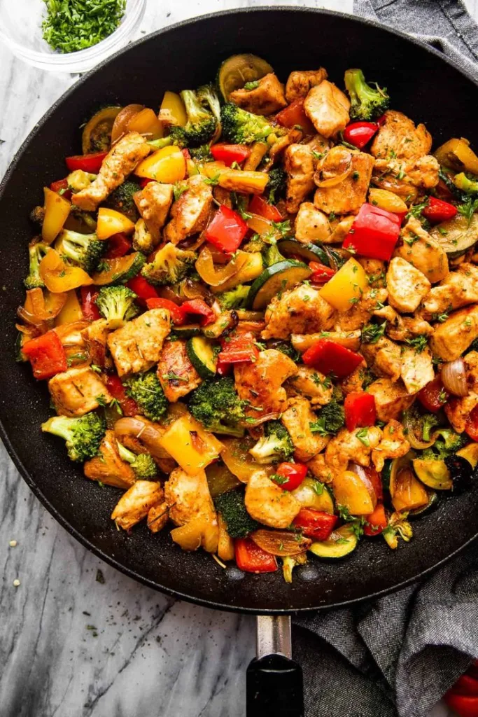 one pot chicken and vegetables skillet