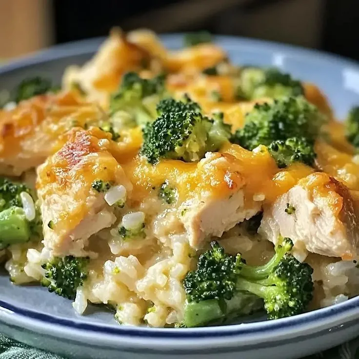 cheesy broccoli chicken and rice casserole