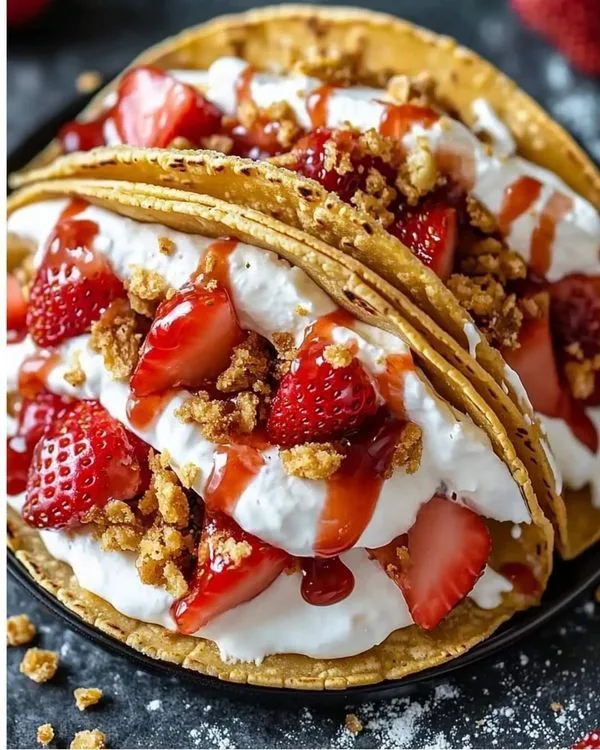 Strawberry Crunch Cheesecake Tacos