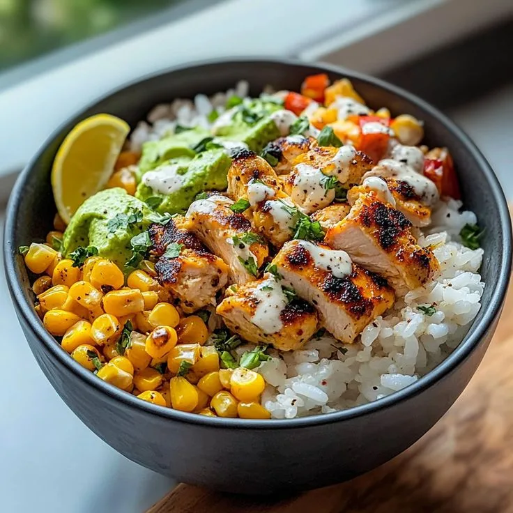 Street Corn Chicken Rice Bowl