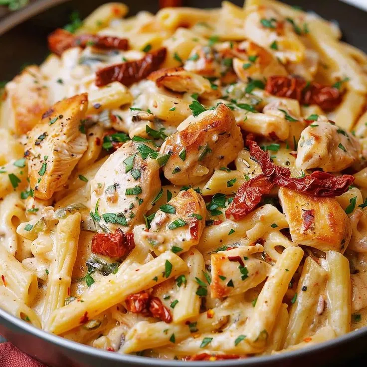 Sun Dried Tomato Pasta with Chicken and Mozzarella