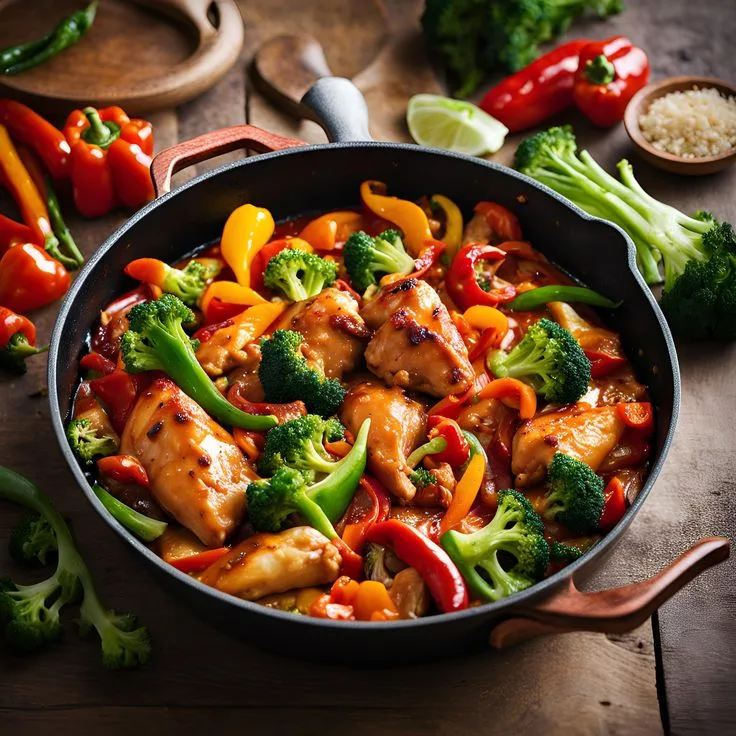 sweet chili chicken and vegetables