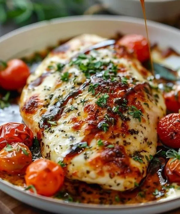 balsamic baked chicken breast with mozzarella cheese