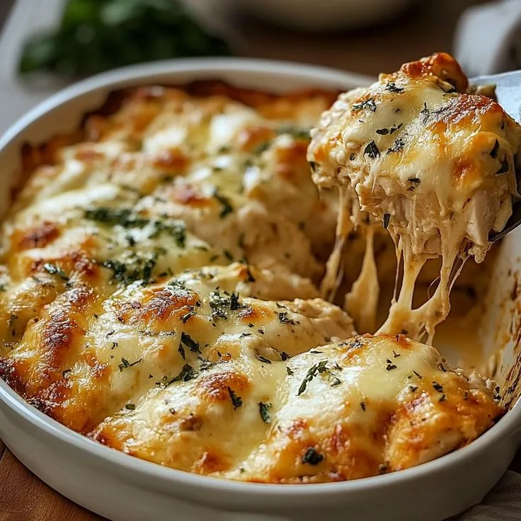 cheesy mozzarella chicken bake