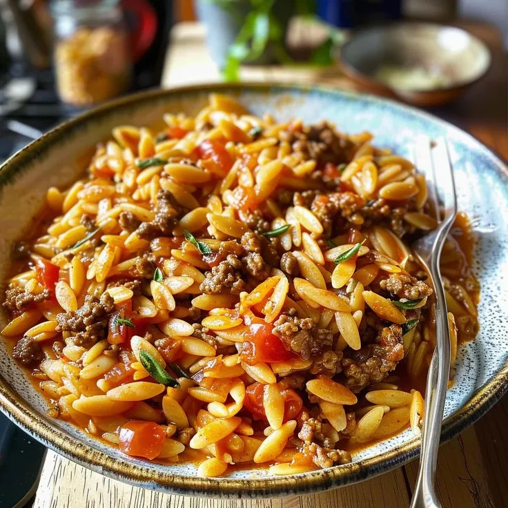 ground beef orzo 